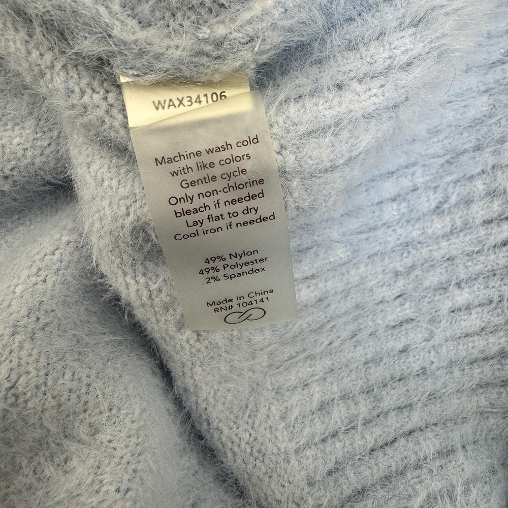 Calia Sweater Womens 2XL Light Blue Fuzzy Mock Neck Pullover Soft Knit Cozy - Picture 7 of 7
